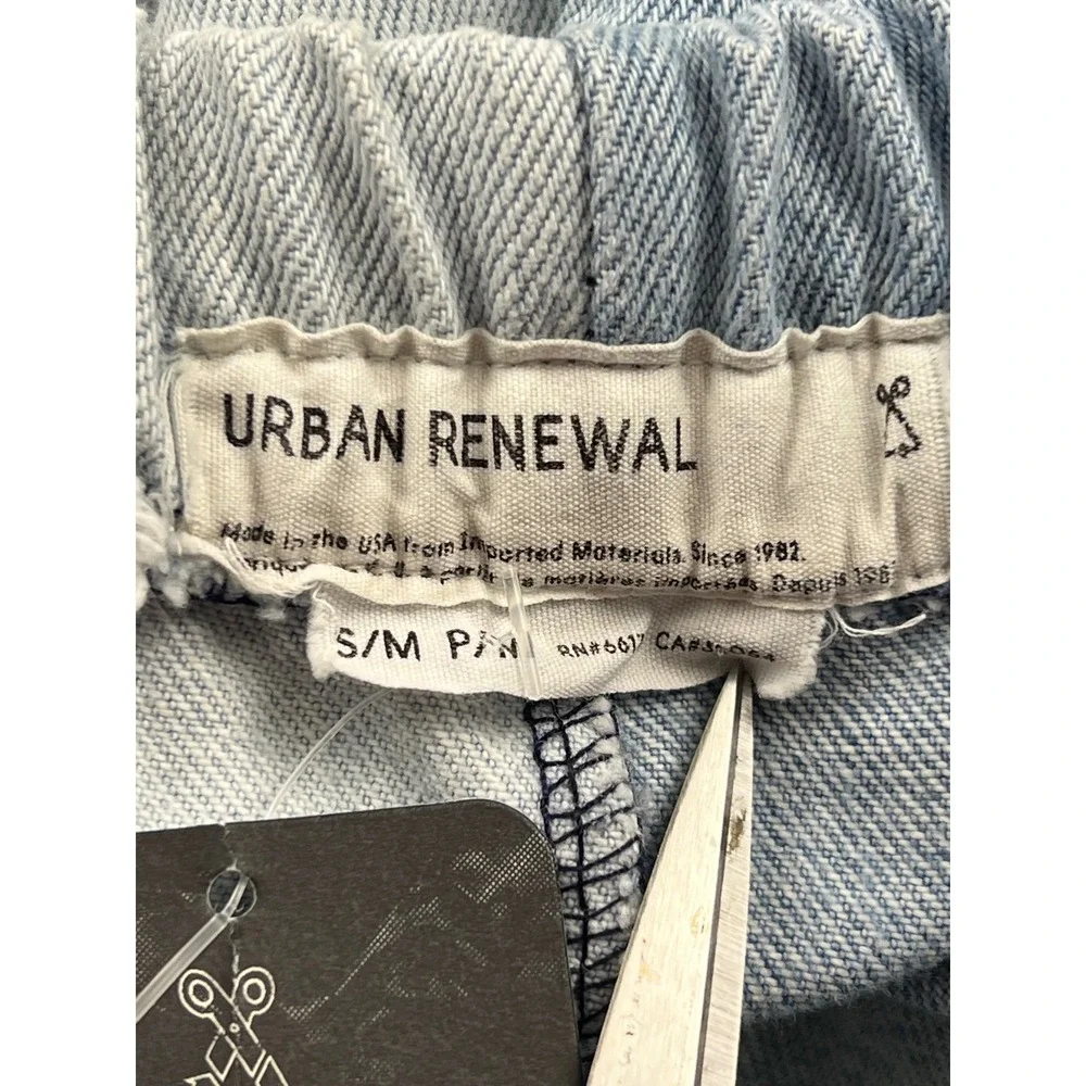 Patchwork Wide Leg Denim Pants Urban‎ Renewal Reworked Drawstring Streetwear S/M